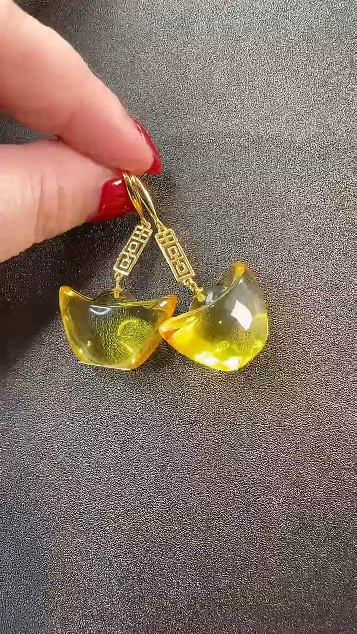 【闪购商品】琥珀耳饰未镶嵌耳环