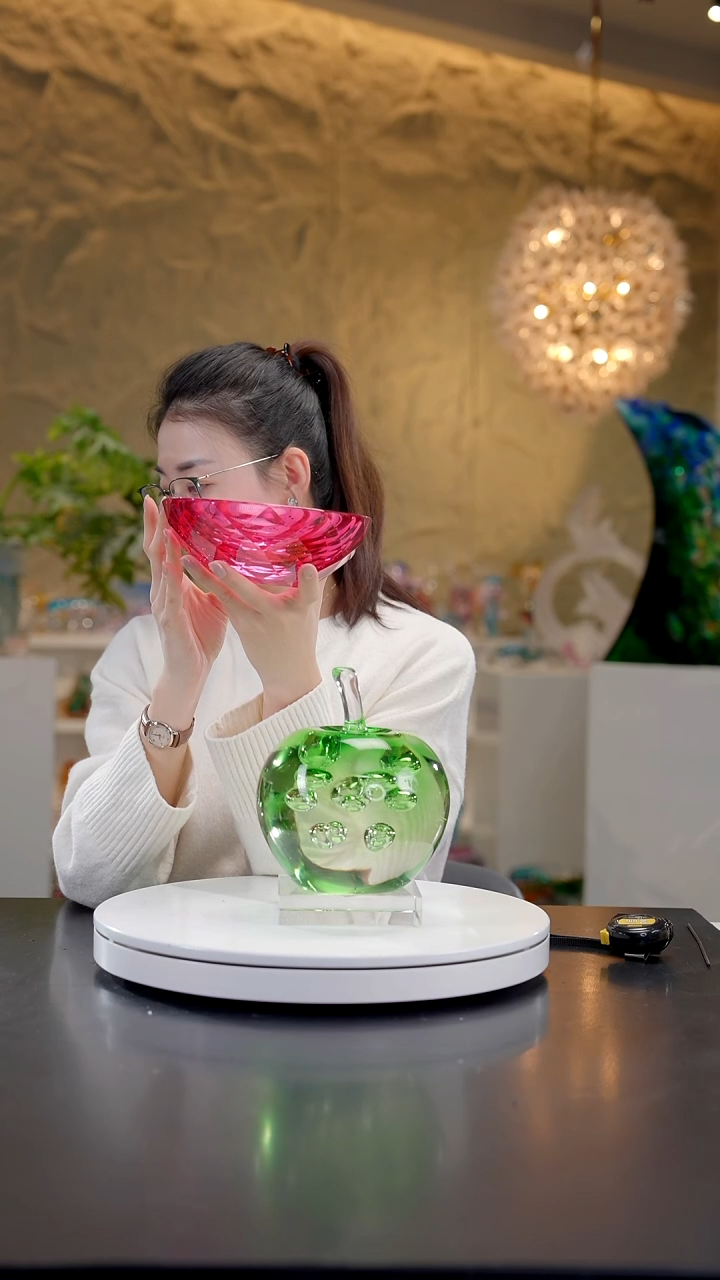 手工艺品琉璃金红切面设计款小果碗