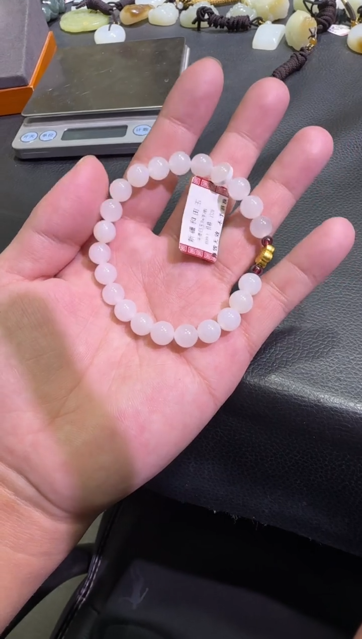 未镶嵌手串和田玉天泰白玉手串（产地直发）