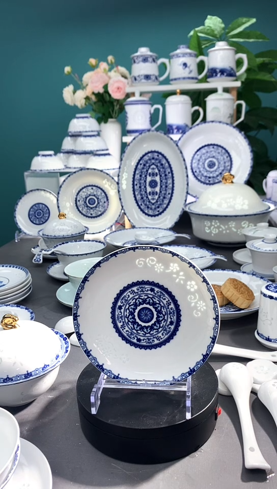 【闪购商品】陶瓷青花春意6寸面碗4个