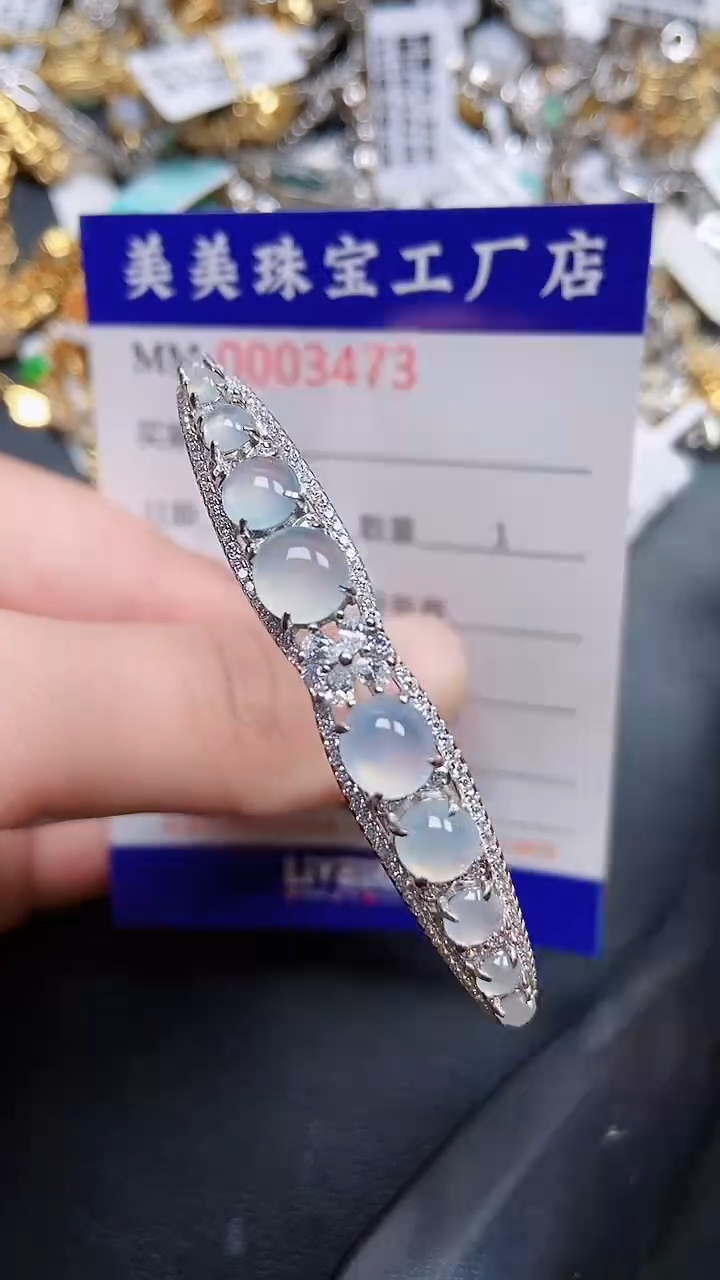 颈饰银S925镶嵌翡翠3473