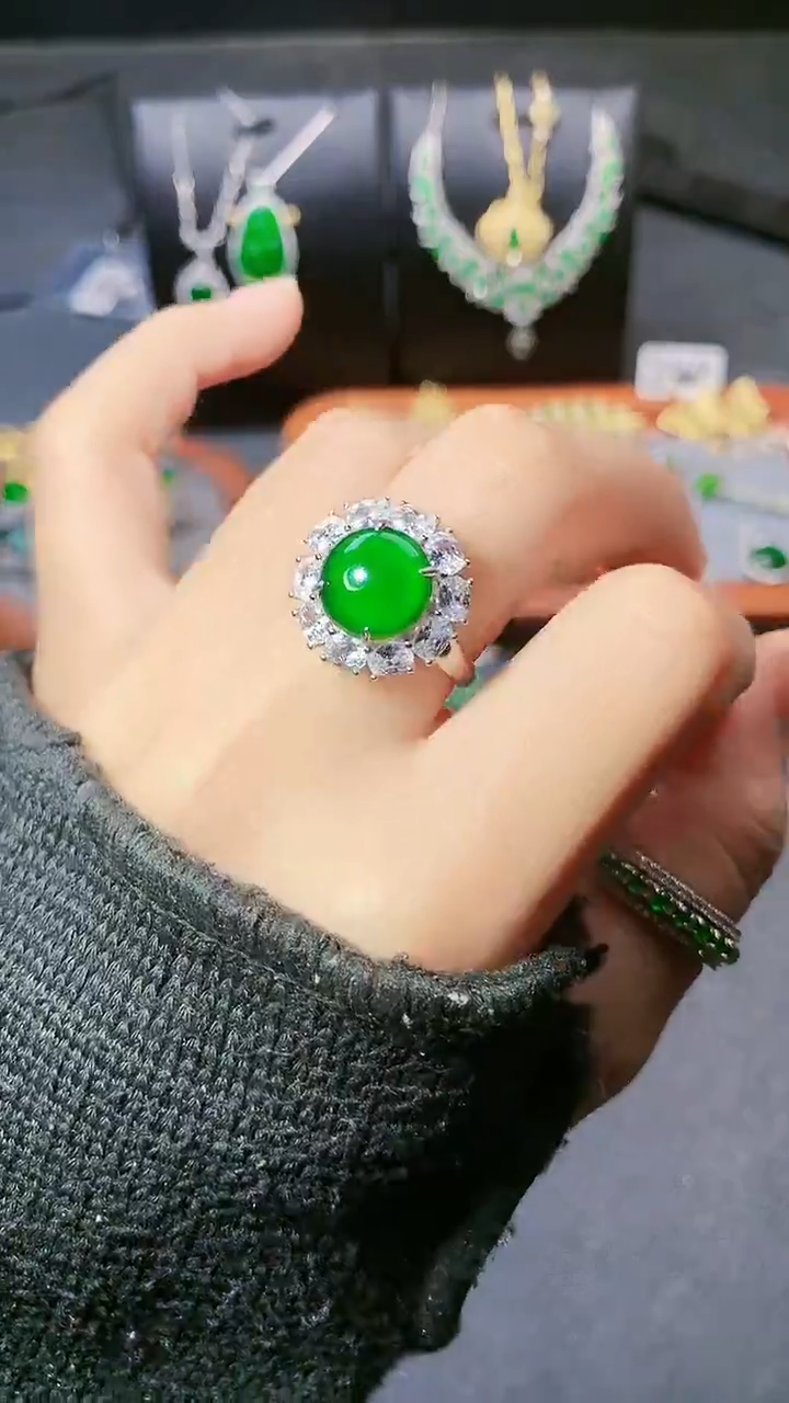【闪购商品】翡翠戒指银S925镶嵌戒指