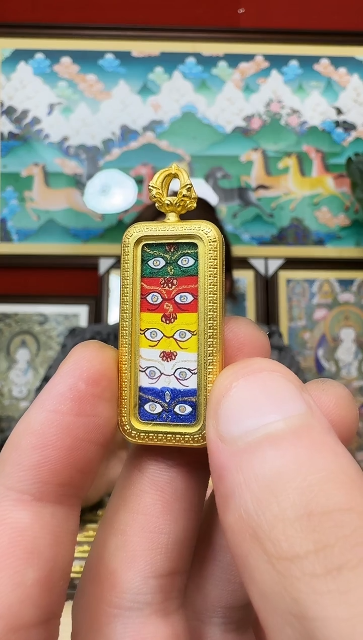 吊坠五路-热贡纯手绘唐卡吊坠