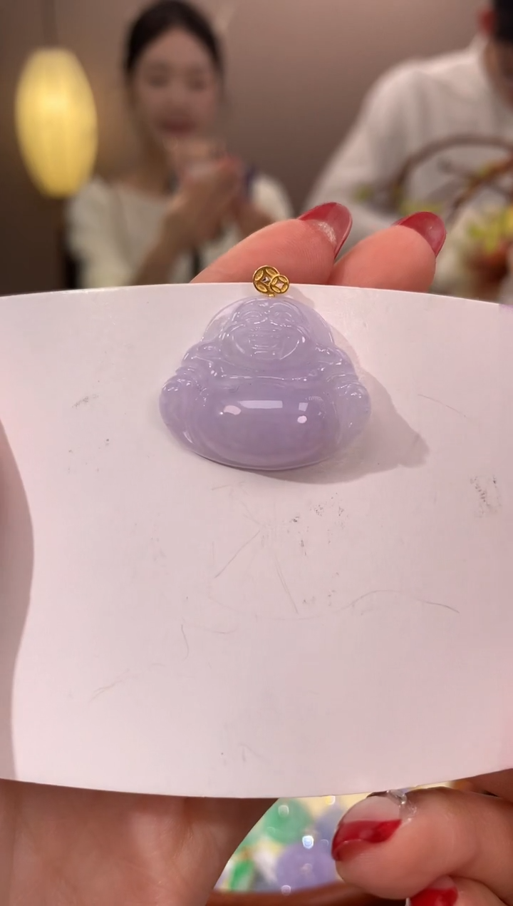 【闪购商品】翡翠颈饰18K金镶嵌天然缅甸a货翡翠