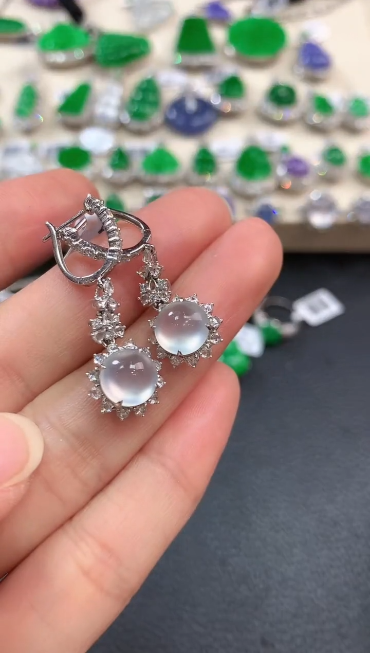 【闪购商品】翡翠耳饰18K金镶嵌m51       