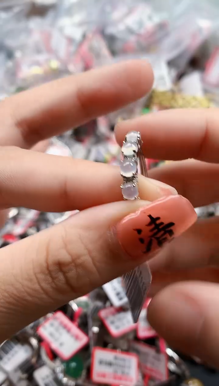 银S925镶嵌戒指翡翠天然A货缅甸翡翠