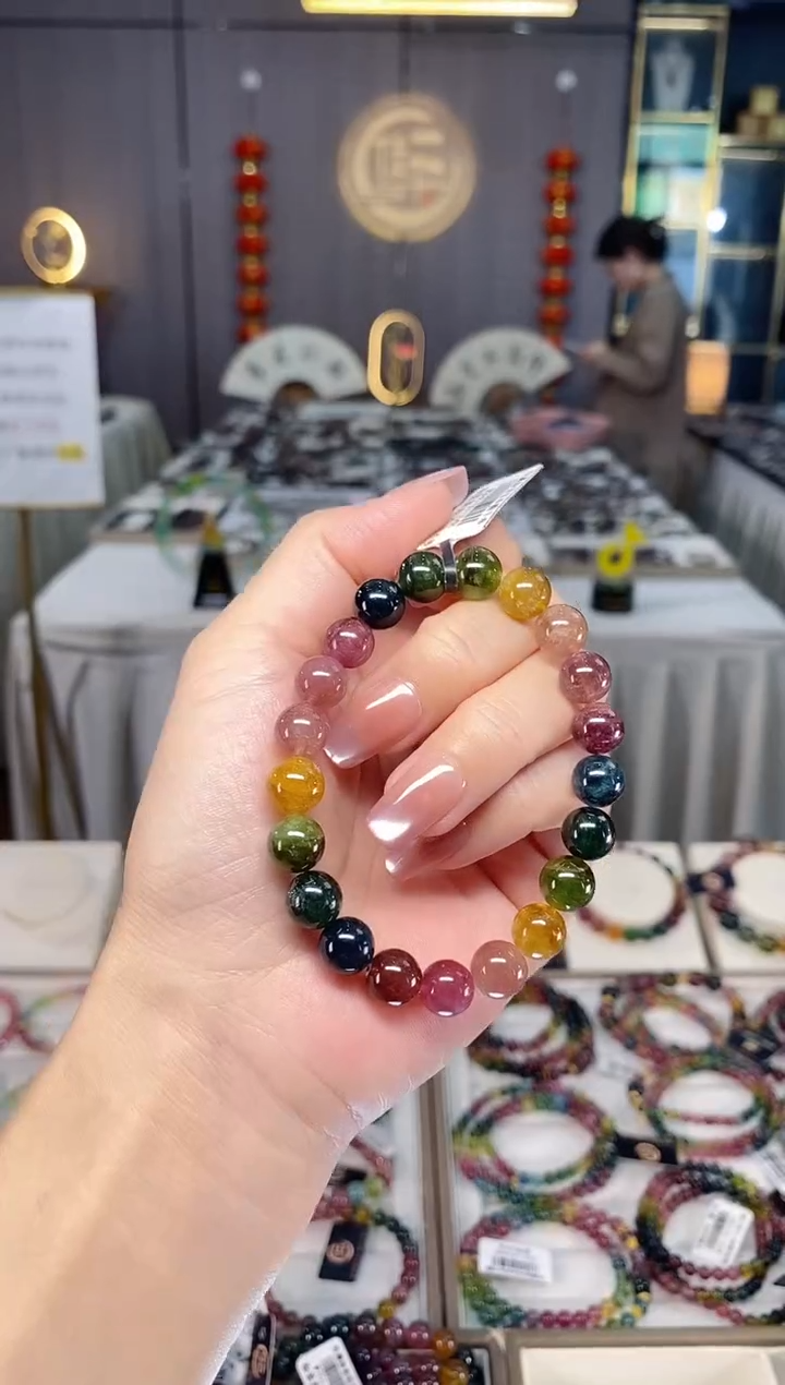 未镶嵌透体老矿碧玺单圈手串9mm+碧玺多样性发货一条hon