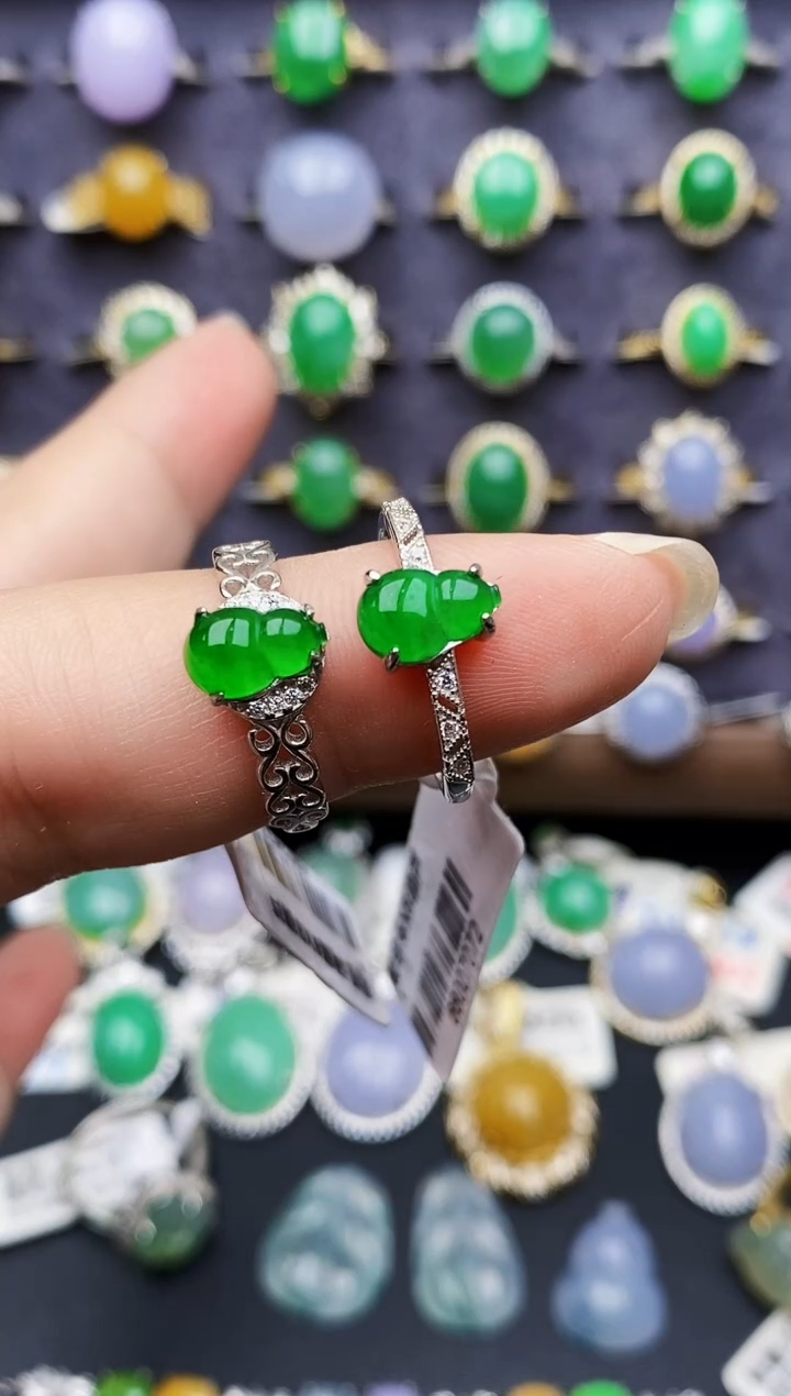 银S925镶嵌戒指翡翠-*2503