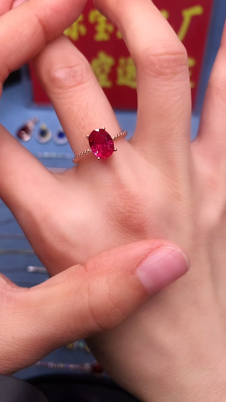 【闪购商品】红宝石戒指银S925镶嵌4克拉
