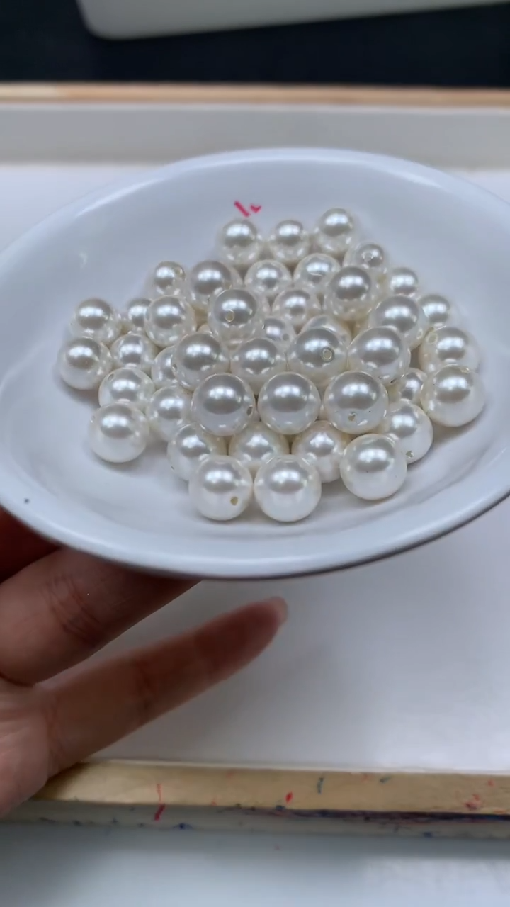 未镶嵌散珠拼合珍珠（马贝珠）B781 白贝珠8mm25个8.8元