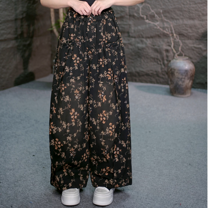 【女王裤碎花百搭牛仔裤】大码女装2025新款裤子宽松显瘦长裤