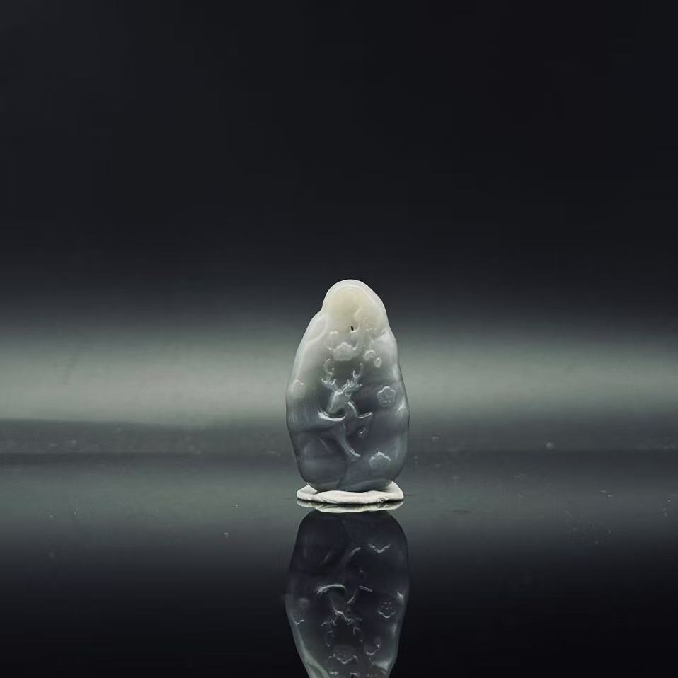 和田玉烟紫一路有你吊坠2817