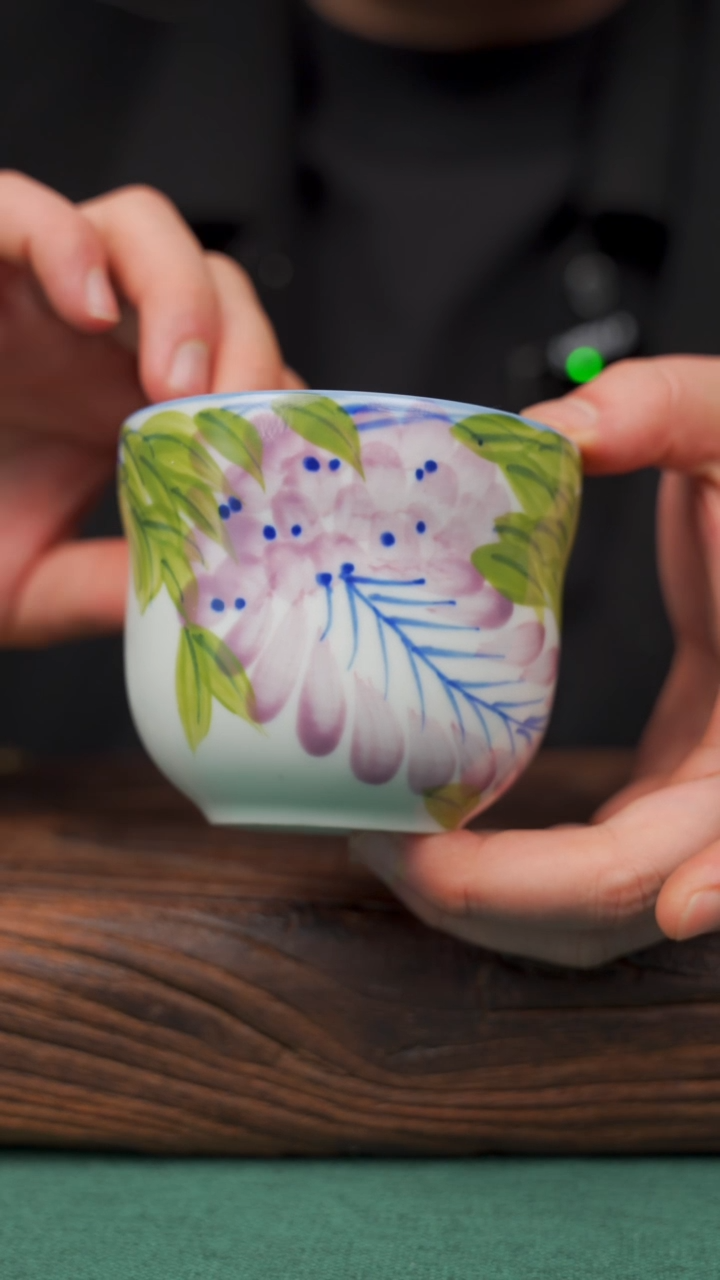 【闪购商品】瓷片55寻一缕瓷香杯釉下手工手绘瓷器