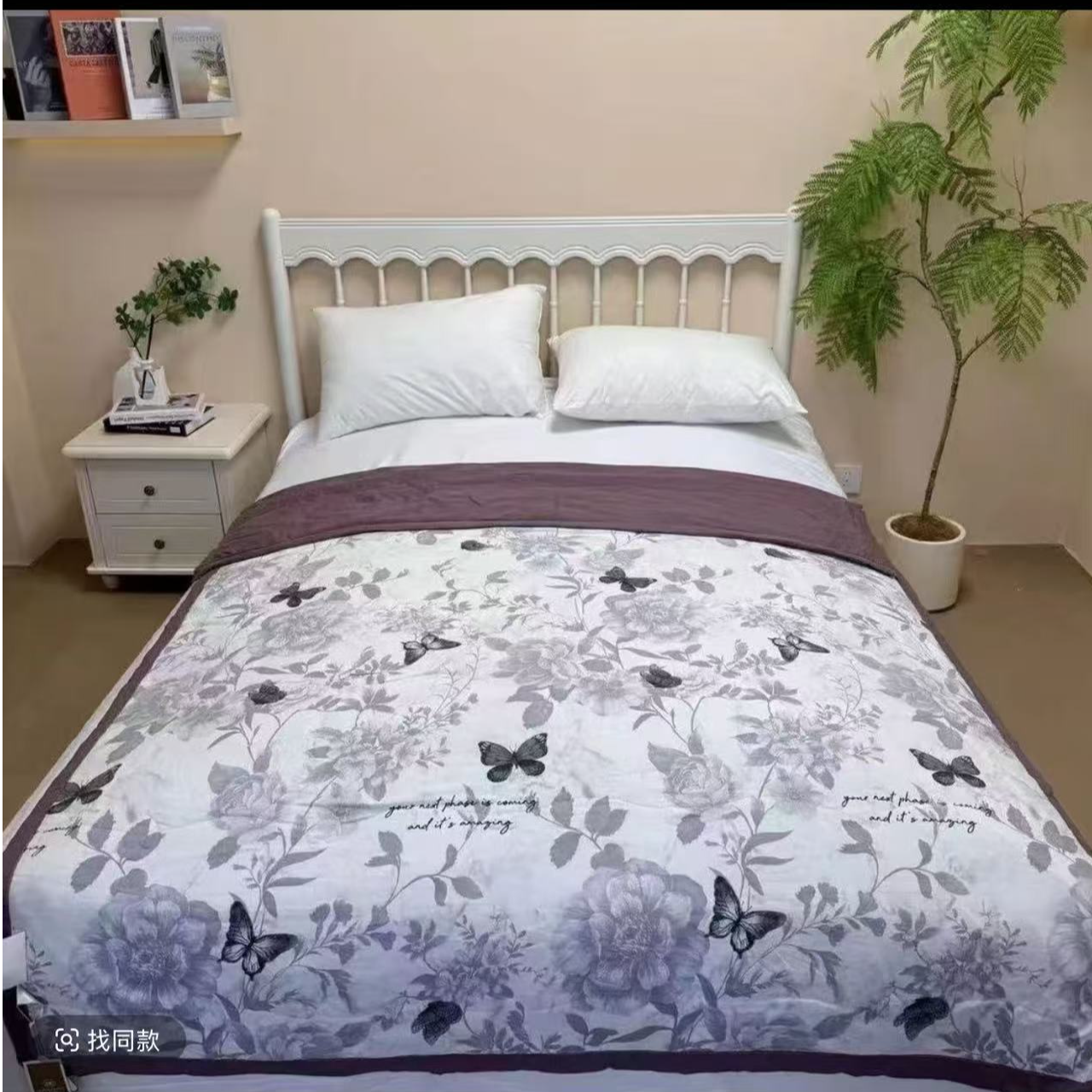 琼颜蝶影230*250莫代尔棉加厚绗缝床盖