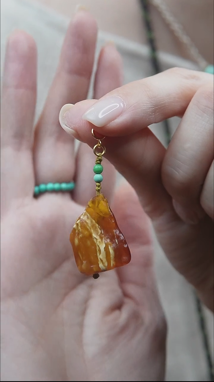 裸石蜜蜡未镶嵌*蜜蜡原石小提溜*活扣头*百搭小配饰*