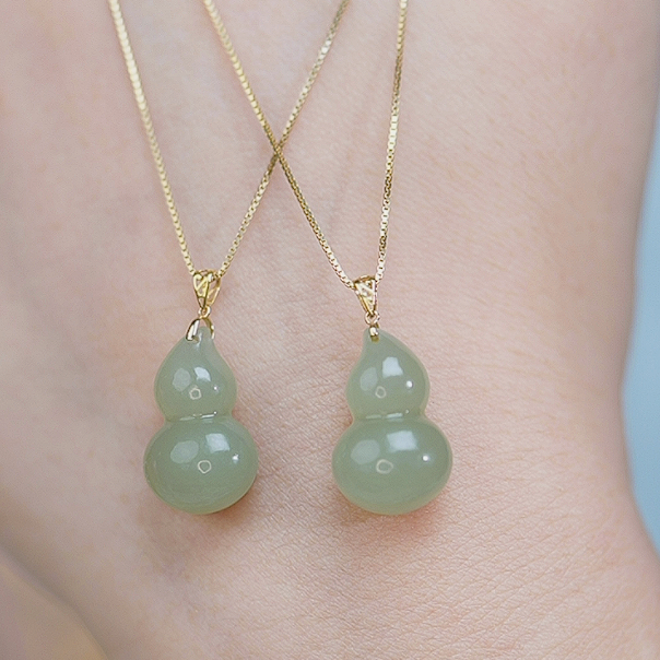 【新款千禄】和田玉新中式+高冰+18k金葫芦吊坠*赠链*多样性发一件