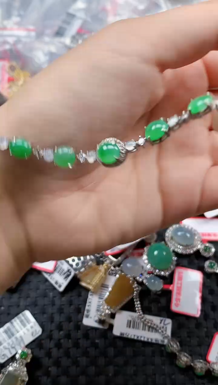 银S925镶嵌戒指翡翠天然A货缅甸翡翠