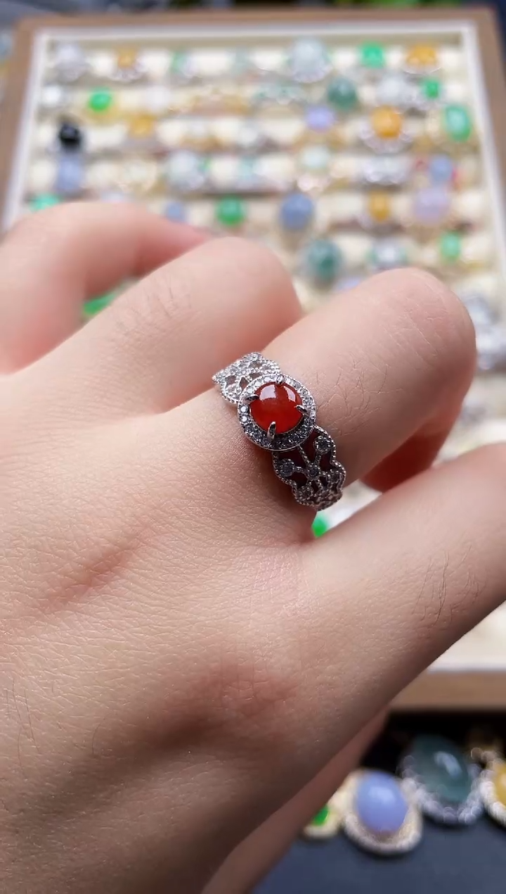 银S925镶嵌戒指翡翠18