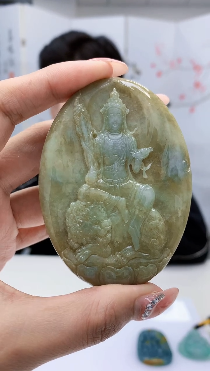 【闪购商品】定制翡翠未镶嵌4917MM-毛货挂件108