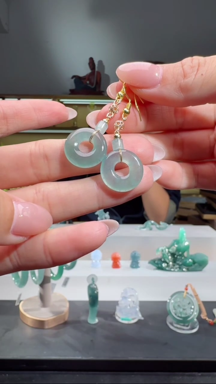 未镶嵌翡翠耳饰甜甜圈（多样性发其一对）