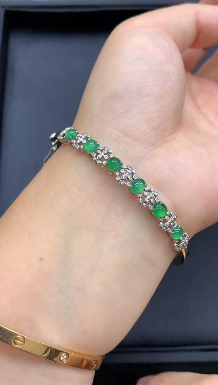 18K金镶嵌手镯翡翠534-中国好珍宝