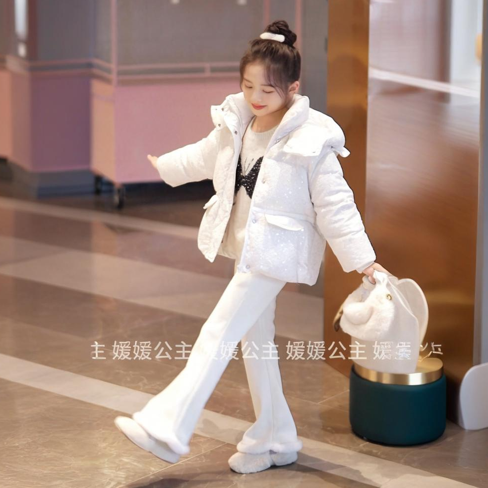 媛媛公主2025冬季女童新国标90白鸭绒保暖羽绒服外套15415R072