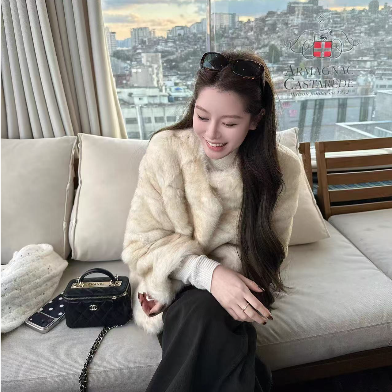 佳舟 古今千金 定染喷色真兔毛显瘦气质皮草毛毛外套女冬季女