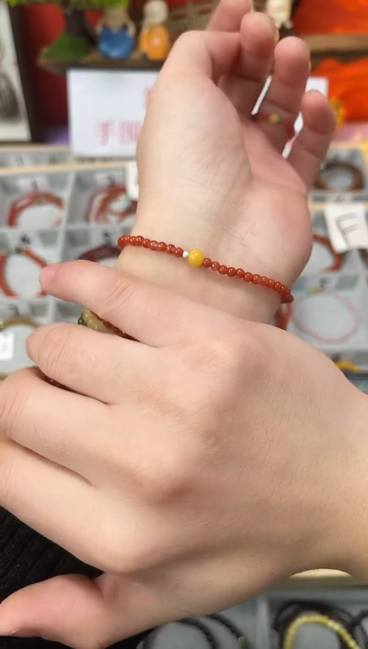 【闪购商品】南红玛瑙手串未镶嵌0.3南红单圈蜜蜡QF-A207