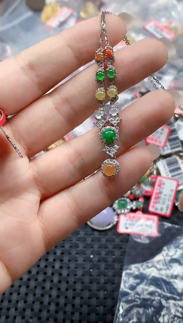 银S925镶嵌戒指翡翠天然A货缅甸翡翠