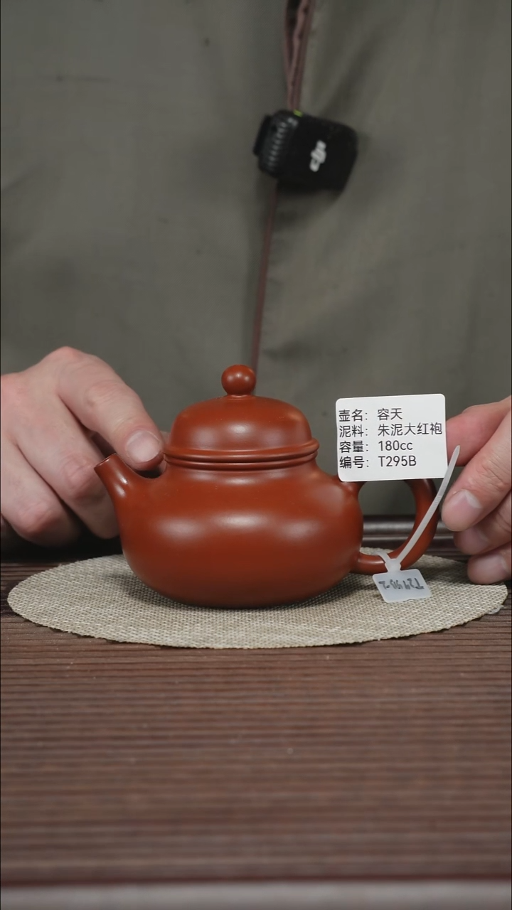 茶壶紫砂T295B 朱泥大红袍 容天 180cc