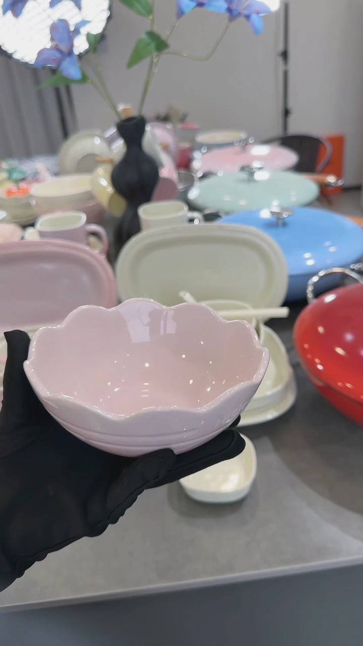 【闪购商品】瓷炻彩花边碗14cm-樱花粉