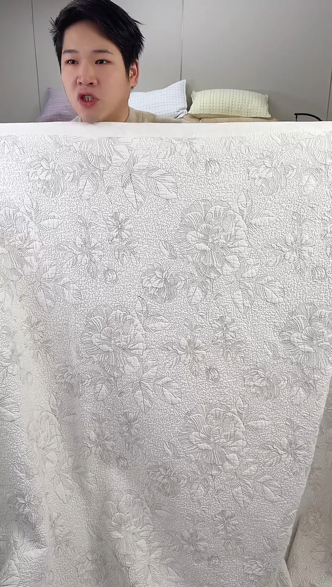 棉白盏花230*250单床盖纯棉