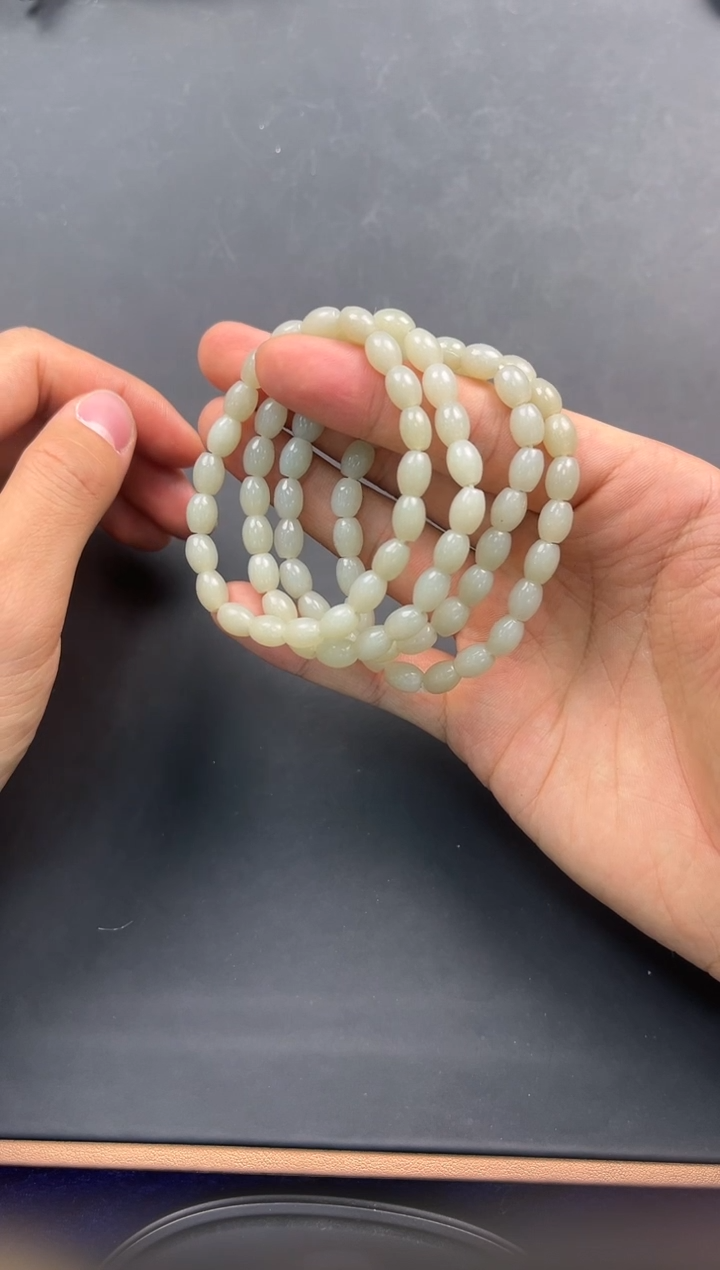 未镶嵌手串和田玉且末青白玉米珠手串卡6+微色差 多样性发其一