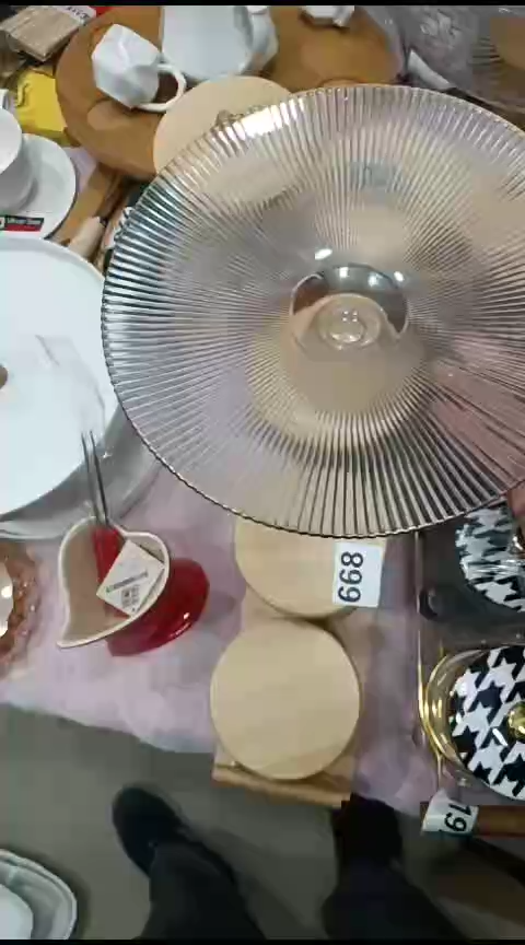 瓷繁*凉193玻璃高脚果盘一个