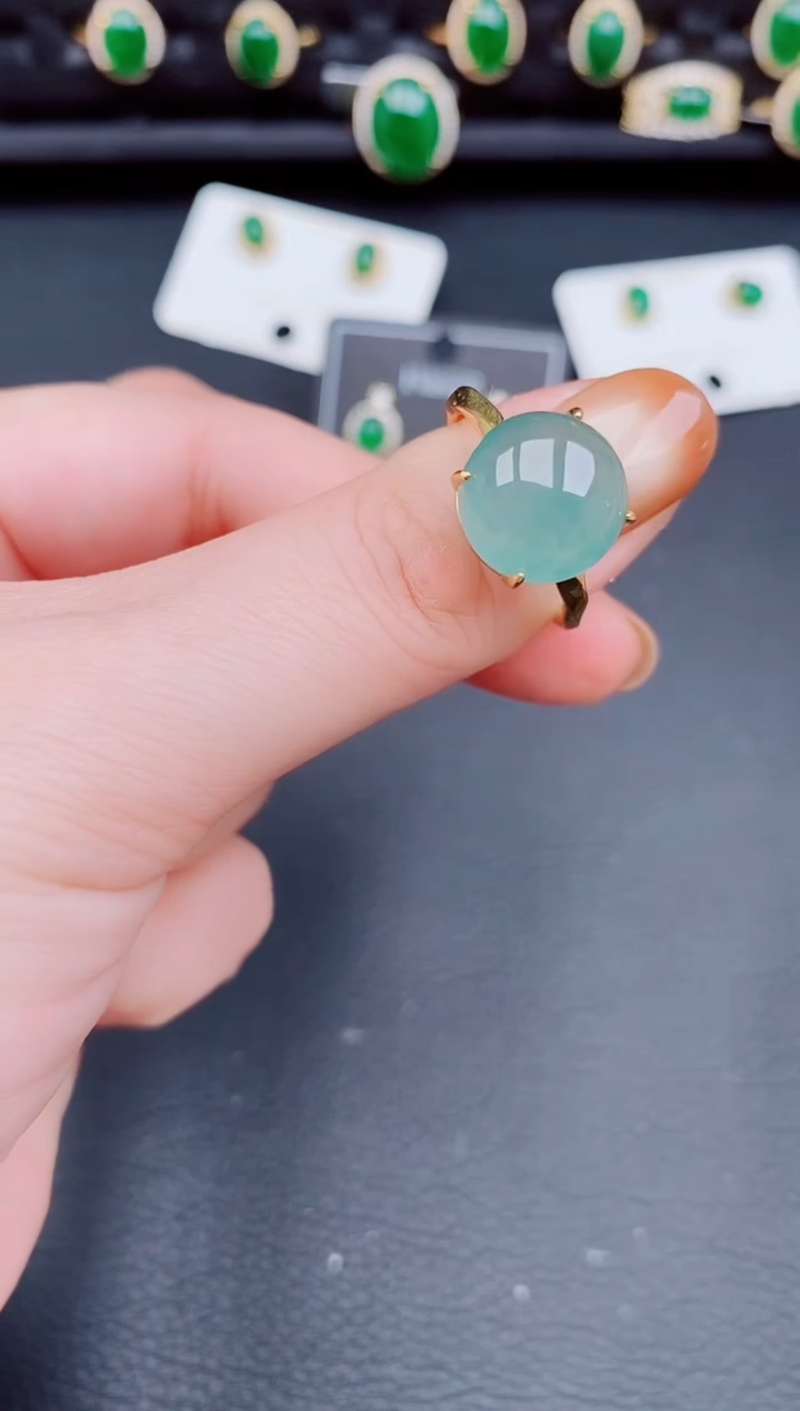 【闪购商品】翡翠戒指银S925镶嵌天然a货翡翠255