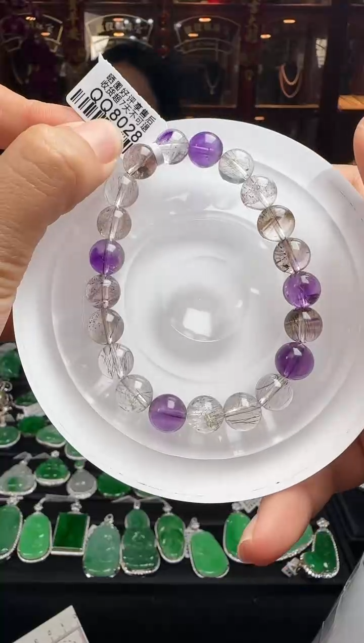 【闪购商品】水晶手串未镶嵌QQ8028彩超七水晶手串9+