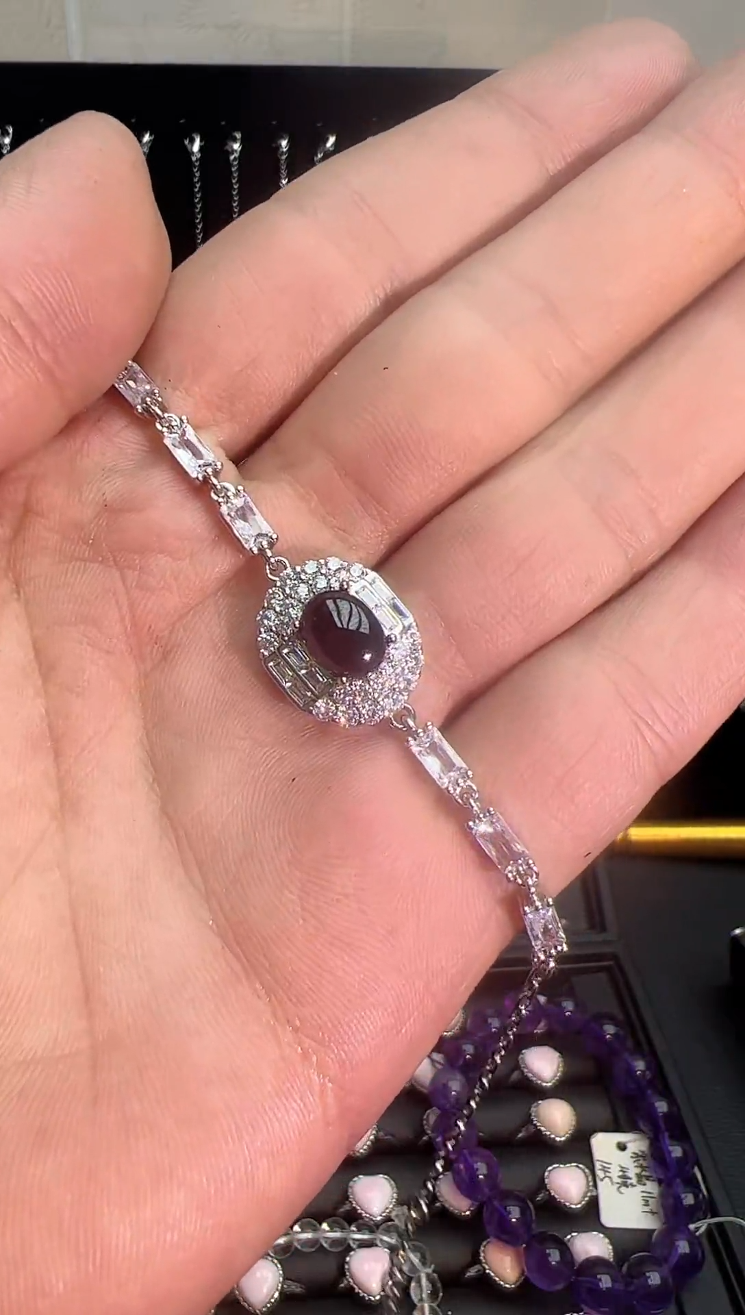 【闪购商品】石榴石（紫牙乌）手链银S925镶嵌0000