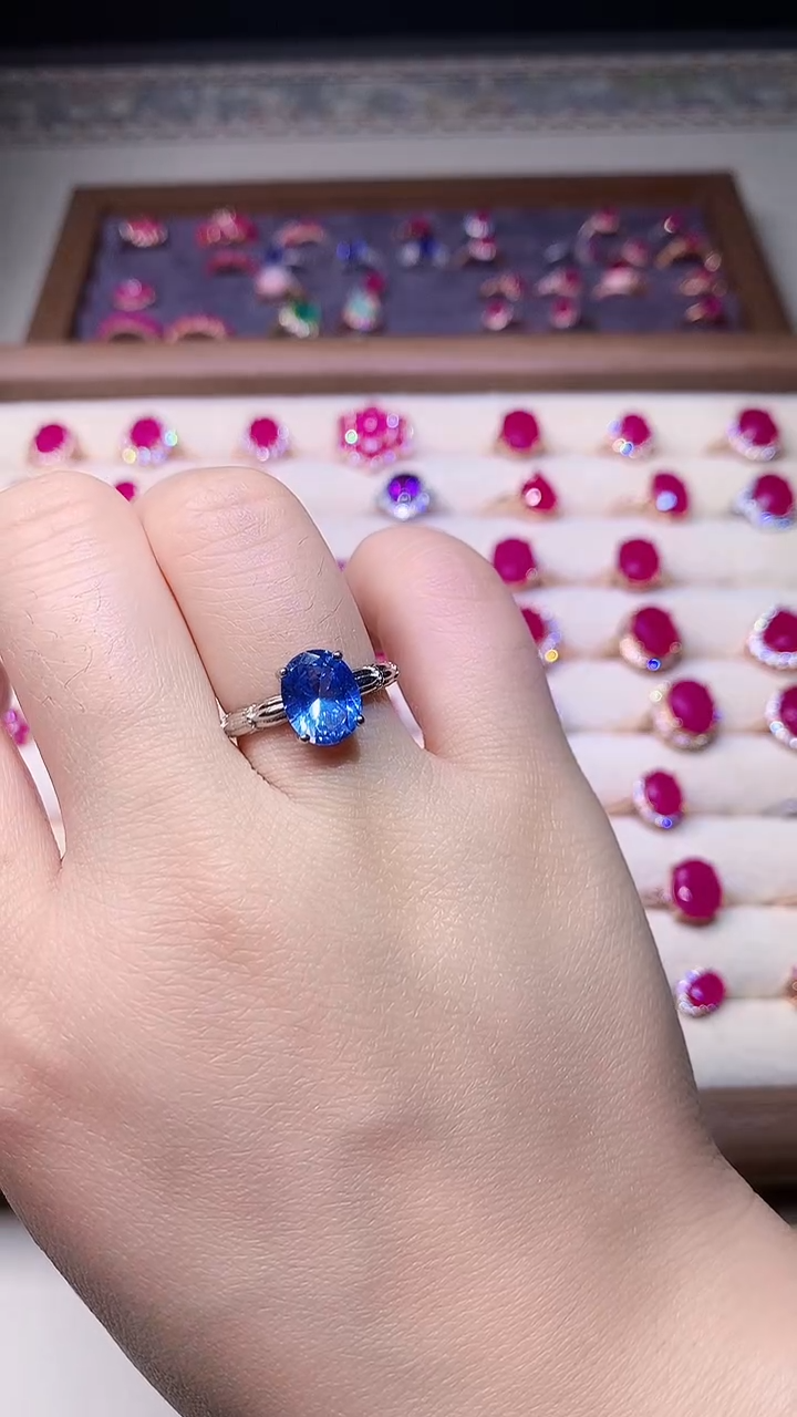 【闪购商品】海蓝宝石戒圈银S925镶嵌0000