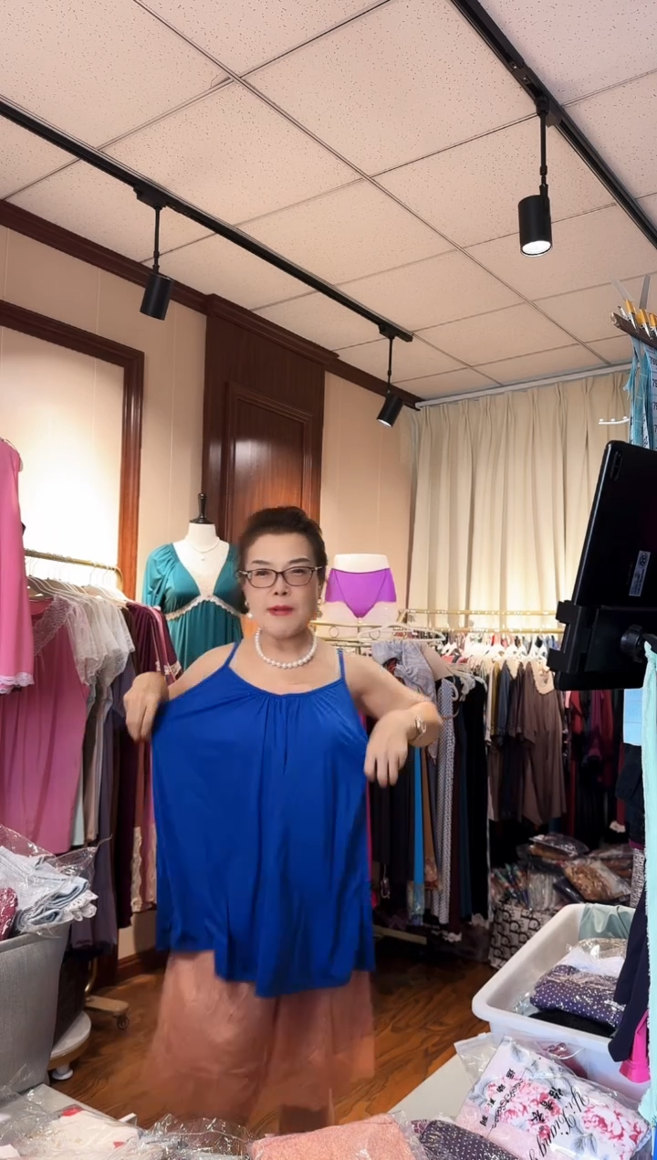 再生纤维素纤维蓝色单吊带（17605）