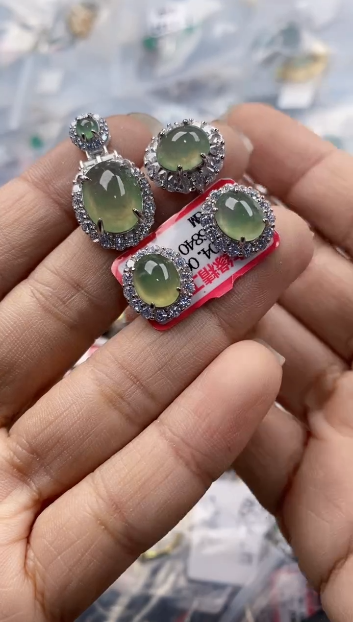 银S925镶嵌戒指翡翠1010---7