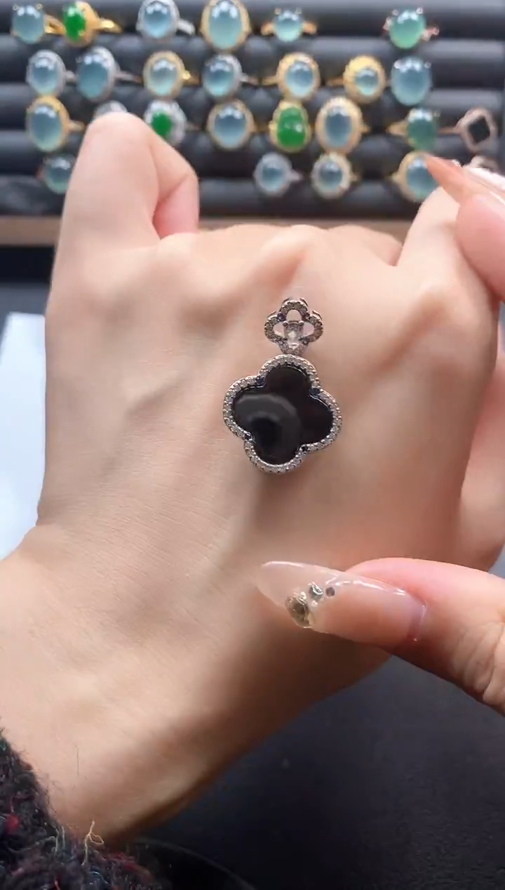 银S925镶嵌戒指翡翠51511