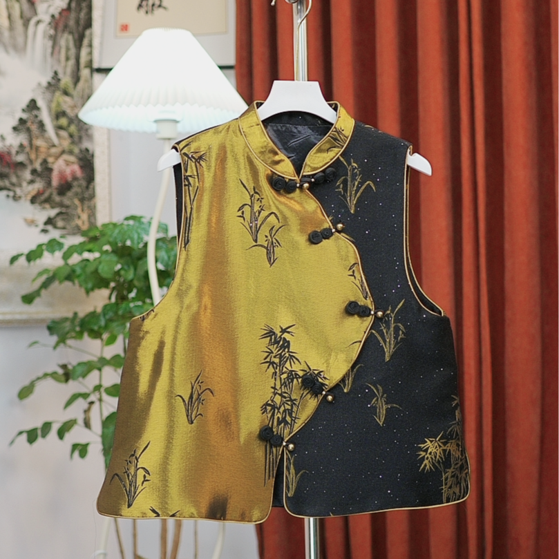 【兰花指】高定非遗宋锦马甲立领斜襟马甲上衣时尚保暖百搭