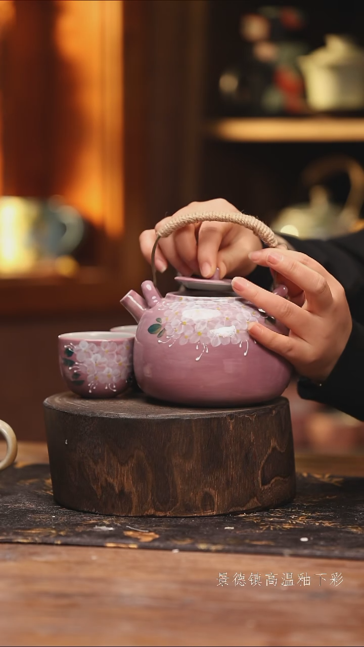 陶瓷景德镇高温釉下手绘陶瓷@L707@