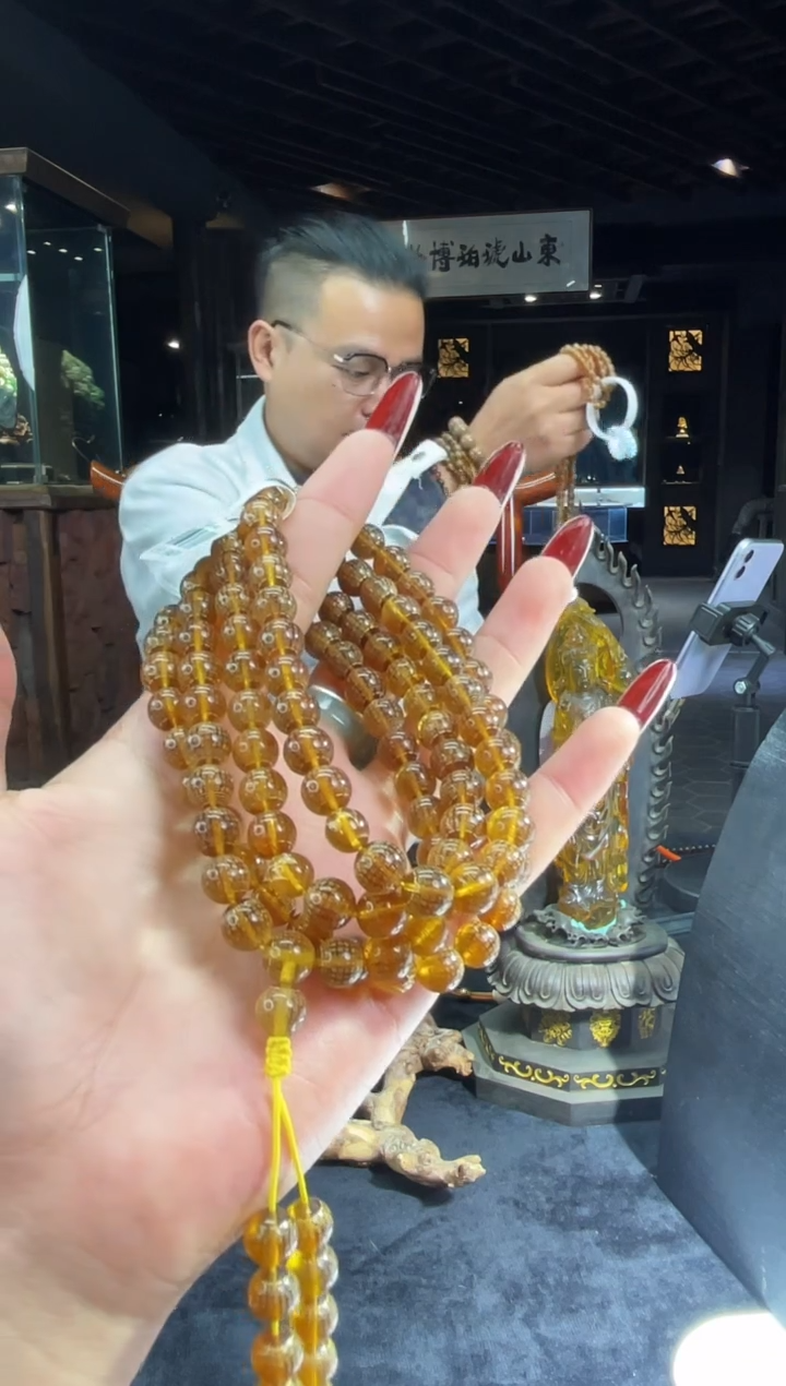 琥珀颈饰未镶嵌缅甸琥珀心经108