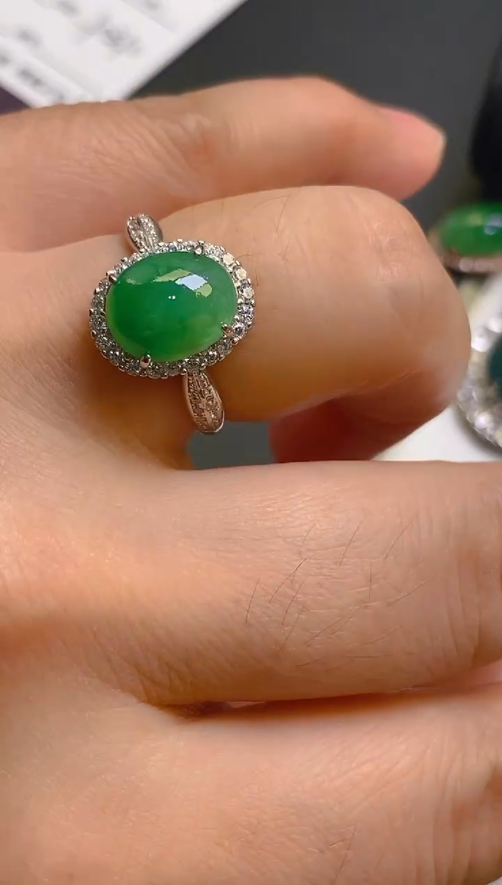 【闪购商品】翡翠耳饰银S925镶嵌天然A货翡翠1