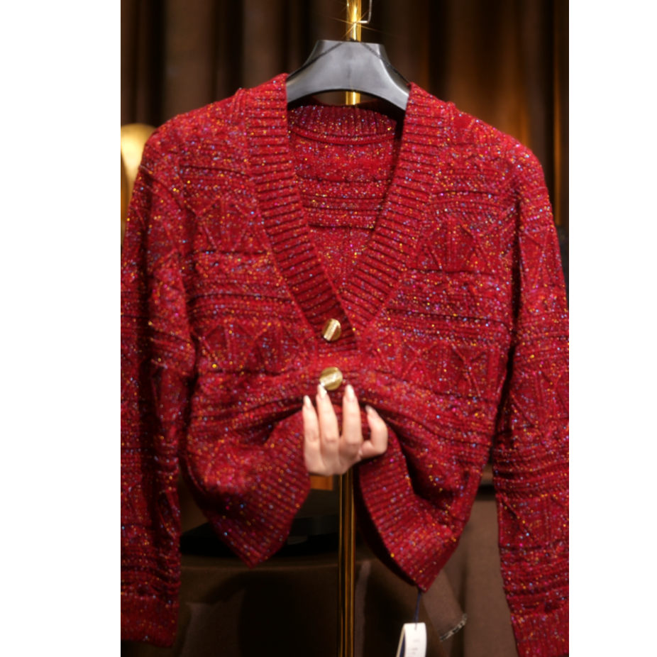 【粗针厚款】GIGY0015 意大利水晶纱 亲肤减龄遮肚女士长袖针织衫