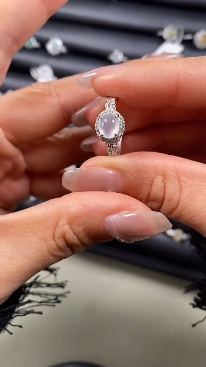 【闪购商品】翡翠戒指银S925镶嵌9100