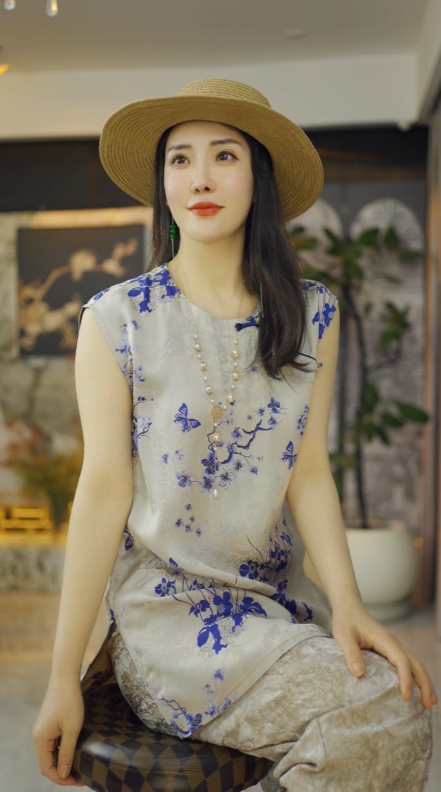 （沁云）国风老钱风复古提花上衣新中式