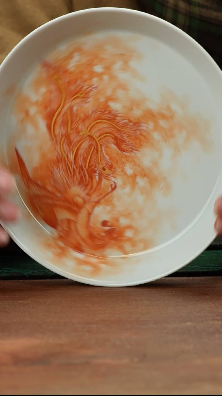 【闪购商品】【闪购商品】矾红凤凰盖碗