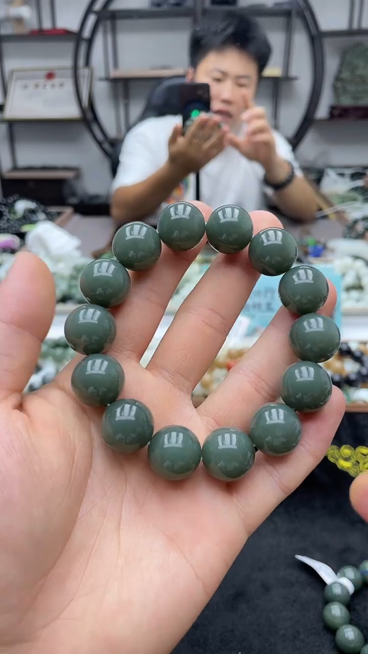 手串未镶嵌和田玉纯天然新疆且末蓝16圆珠货头